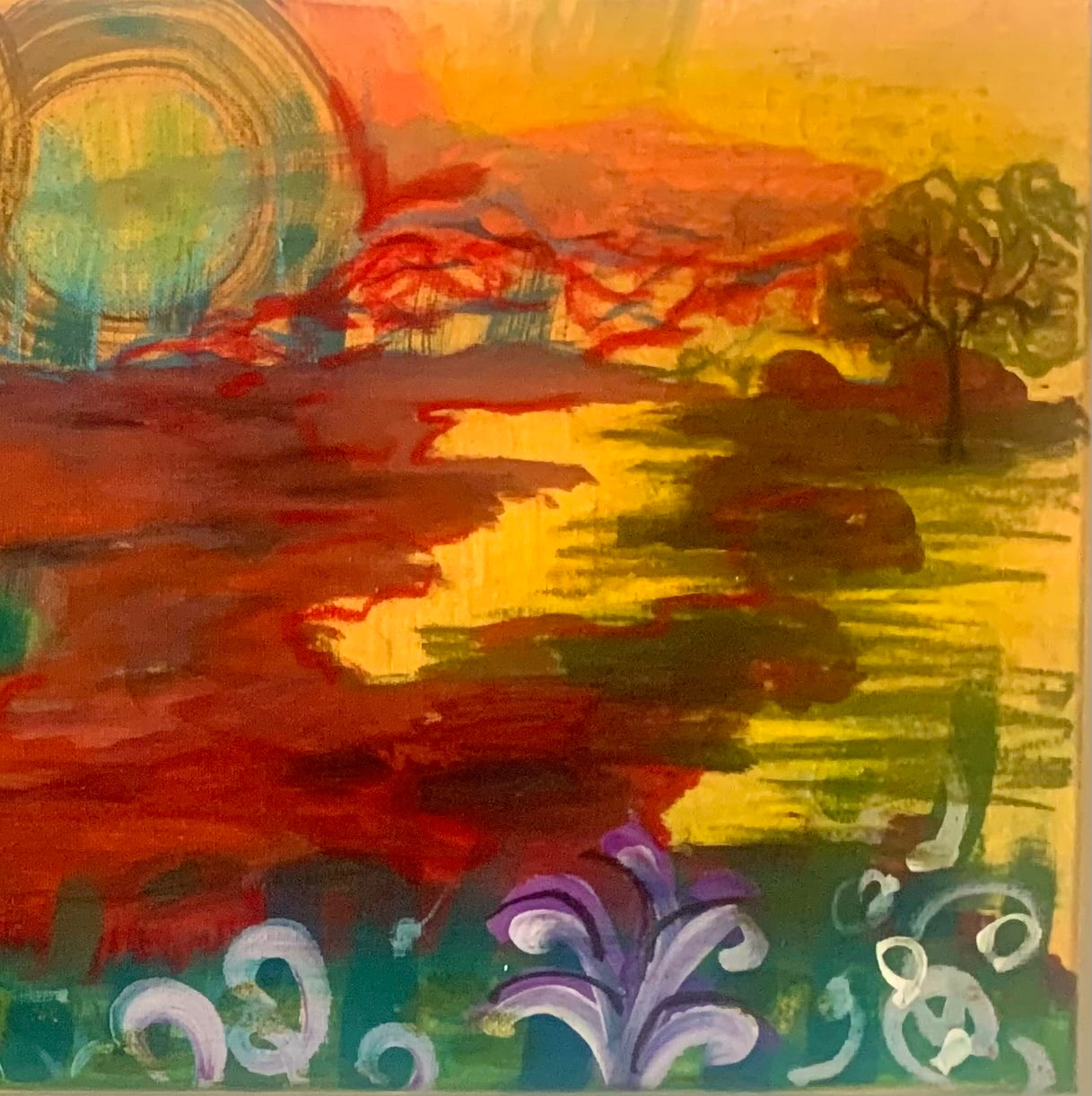 Abstract painting with vibrant colors and shapes