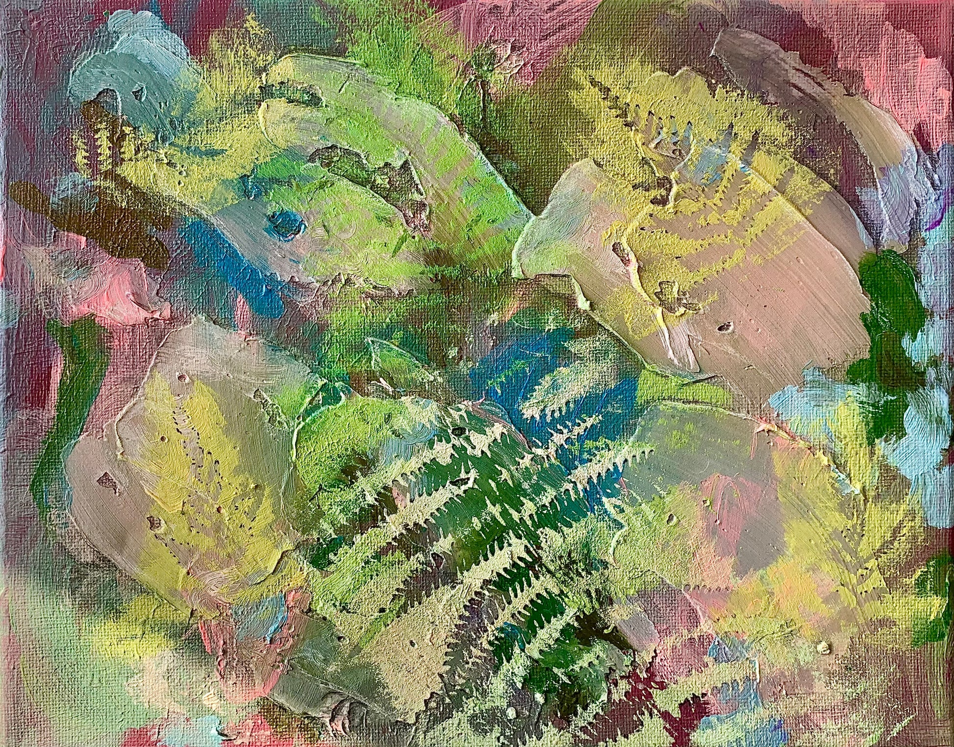 Abstract painting with a variety of colors and textures